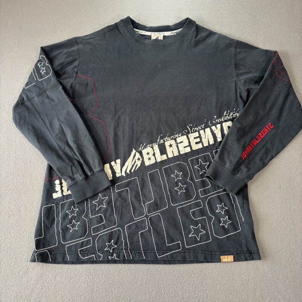 VTG Johnny Blaze Long Sleeve Shirt Mens XL Embroidered Logo 90s Y2K Streetwear